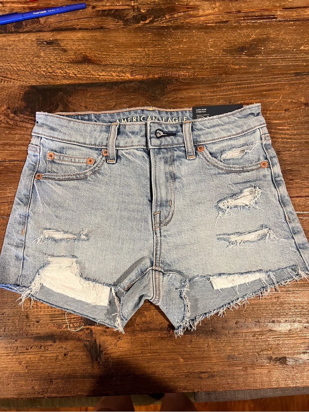 American Eagle Outfitters Light Blue Ripped Denim Shorts 23 000 New